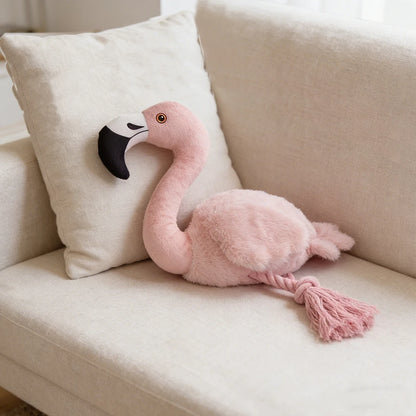 ふわふわフラミンゴ 音が鳴る犬用ぬいぐるみ